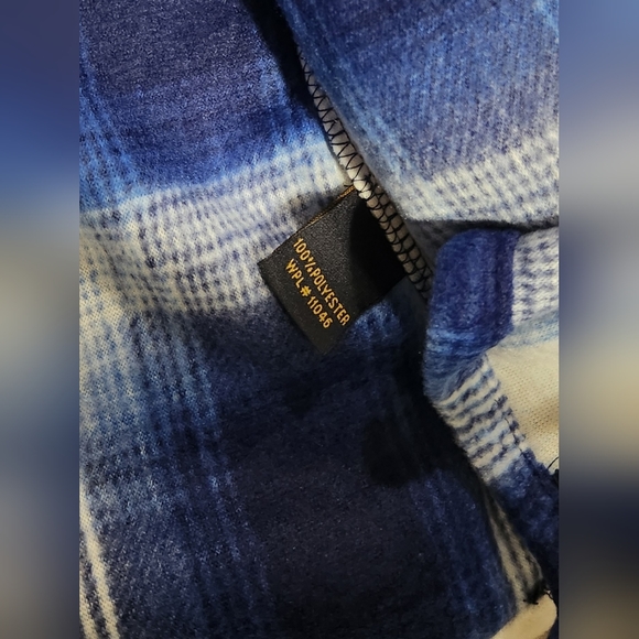 XL Plaid VTG 1946 Polar Fleece Zip Shirt Blue White NWT - Picture 8 of 10